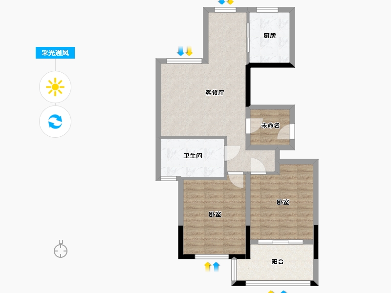 浙江省-杭州市-临平芳满庭-72.97-户型库-采光通风