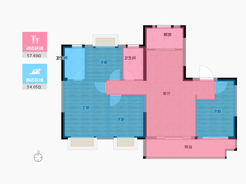 福建省-福州市-世茂鼎新璀璨熙湖-102.00-户型库-动静分区