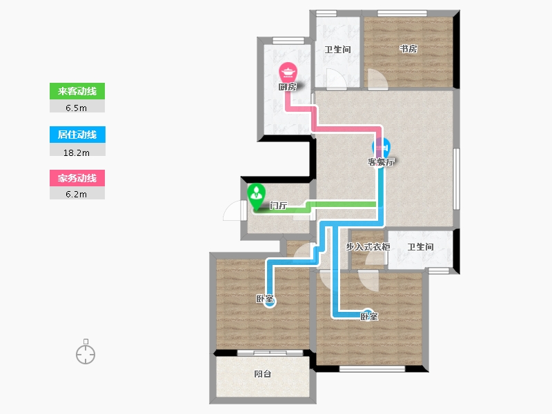 浙江省-杭州市-临平芳满庭-95.79-户型库-动静线