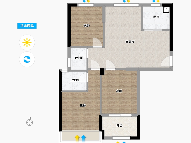 福建省-福州市-世茂福晟滨江时代-69.00-户型库-采光通风