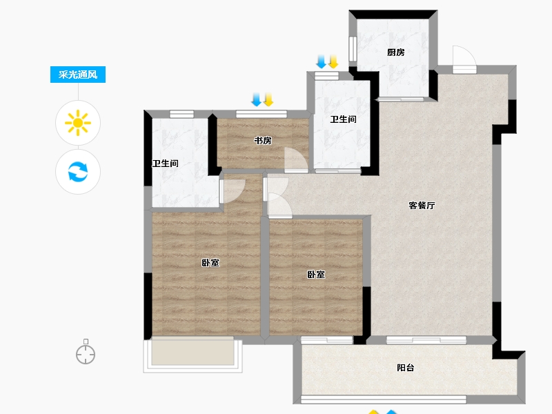 浙江省-宁波市-绿地·悦山府-82.00-户型库-采光通风