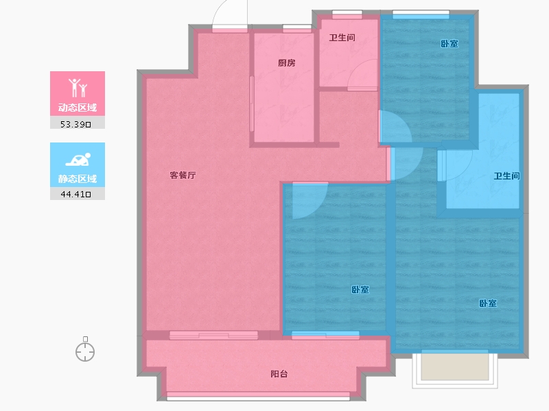 浙江省-宁波市-雅戈尔壹号-88.00-户型库-动静分区