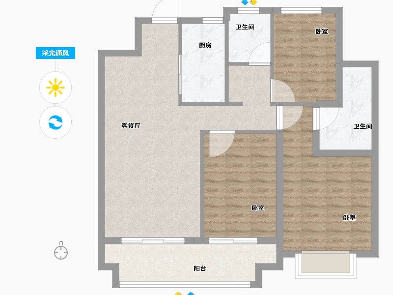 浙江省-宁波市-雅戈尔壹号-88.00-户型库-采光通风