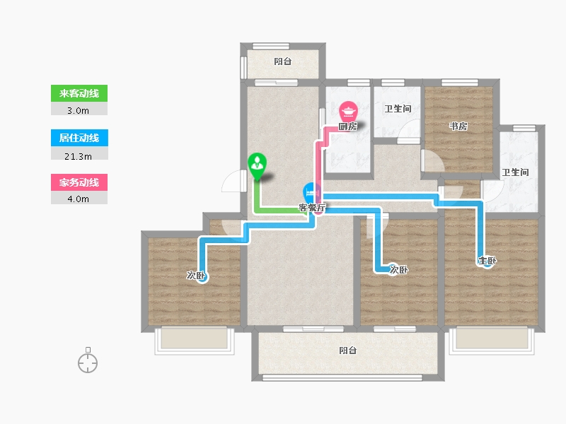 江苏省-扬州市-中远·桃源墅-116.00-户型库-动静线