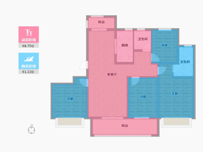 江苏省-扬州市-中远·桃源墅-116.00-户型库-动静分区