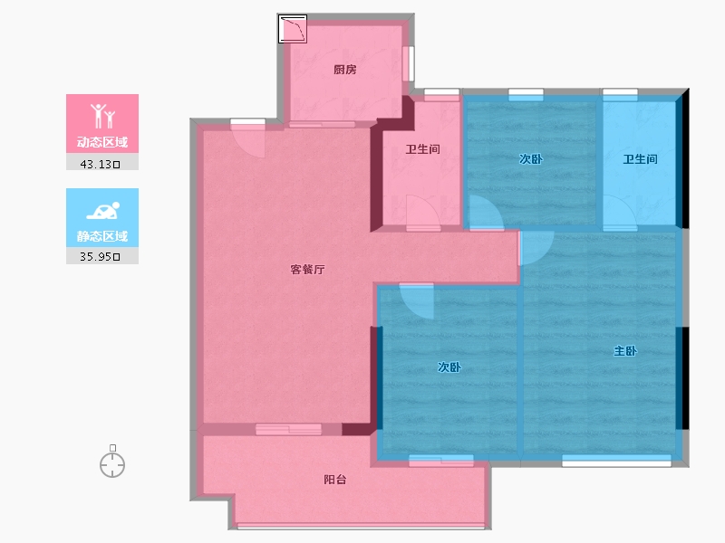 福建省-宁德市-古田三盛璞悦山河-71.00-户型库-动静分区