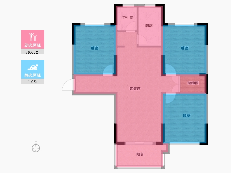 安徽省-合肥市-中街水晶城-89.57-户型库-动静分区