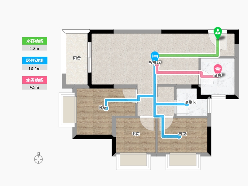 福建省-福州市-龙湖春江彼岸-62.00-户型库-动静线