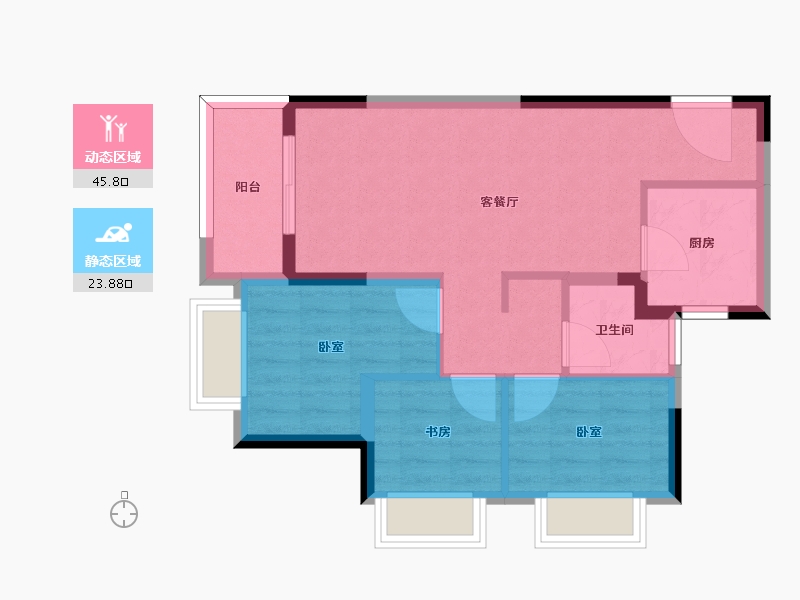 福建省-福州市-龙湖春江彼岸-62.00-户型库-动静分区