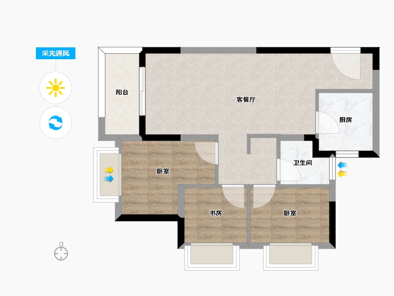 福建省-福州市-龙湖春江彼岸-62.00-户型库-采光通风