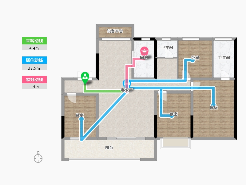 江苏省-扬州市-绿地·也今东南-136.01-户型库-动静线