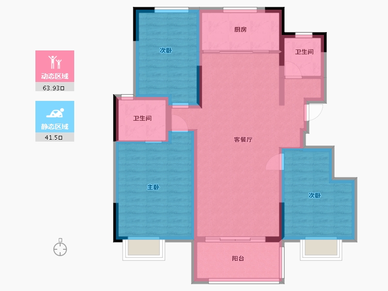 江苏省-淮安市-蓝光珑熹城-94.40-户型库-动静分区