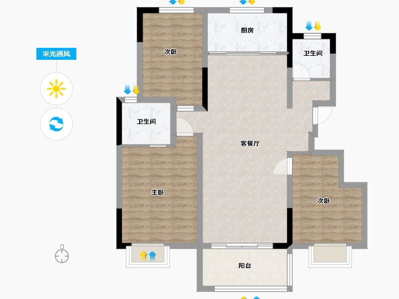 江苏省-淮安市-蓝光珑熹城-94.40-户型库-采光通风