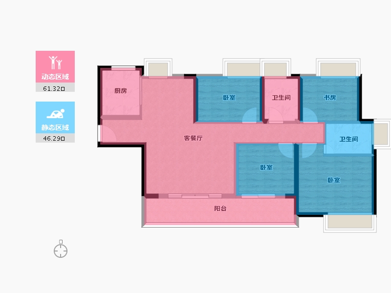 福建省-福州市-中铁城江督府二期江上-95.99-户型库-动静分区