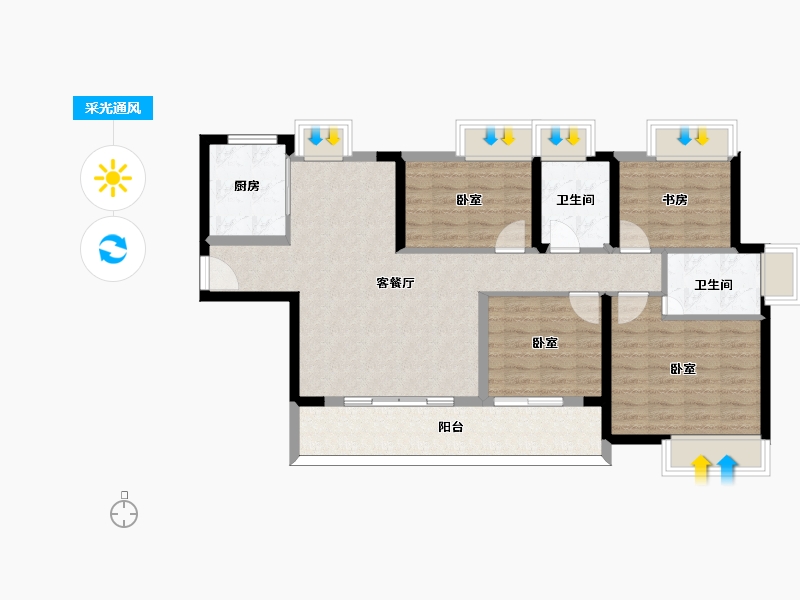 福建省-福州市-中铁城江督府二期江上-95.99-户型库-采光通风