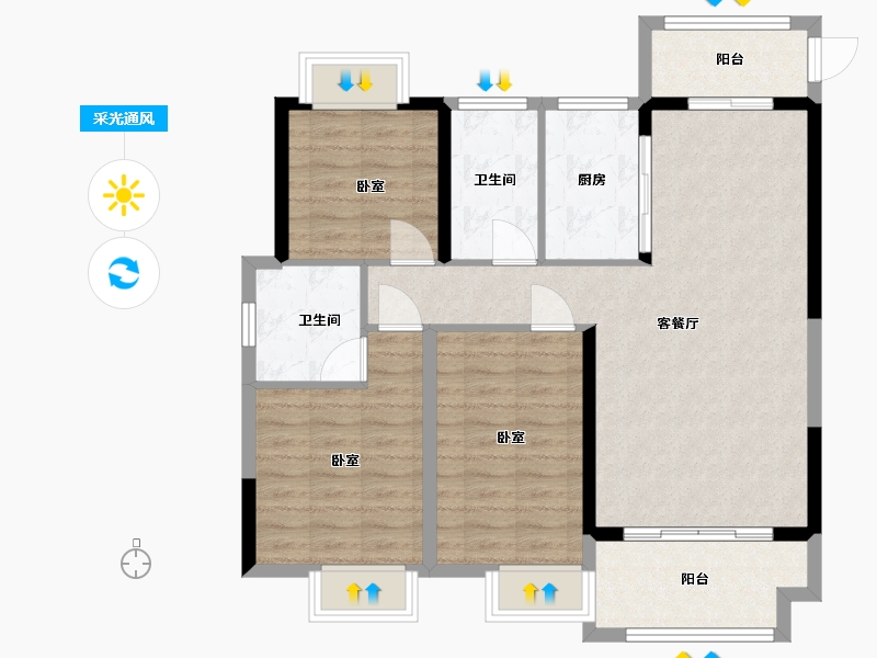 江西省-抚州市-东乡壹号院-90.00-户型库-采光通风