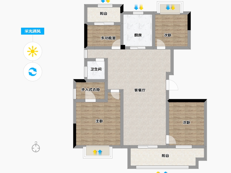 江苏省-扬州市-祥生公馆-100.00-户型库-采光通风