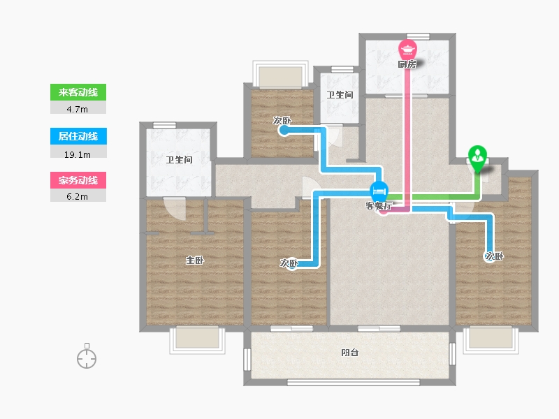 江苏省-南通市-红星天铂-128.00-户型库-动静线