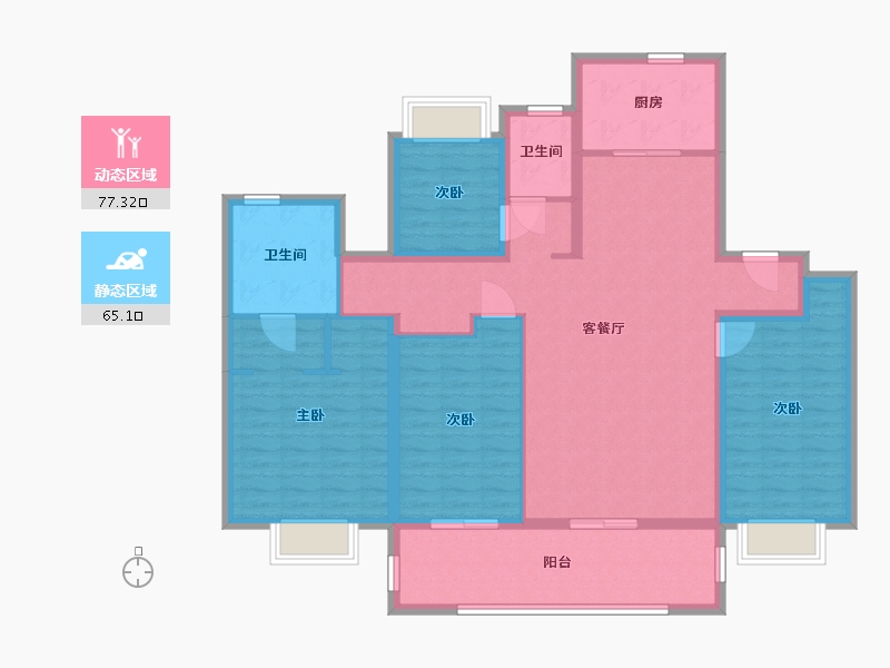 江苏省-南通市-红星天铂-128.00-户型库-动静分区