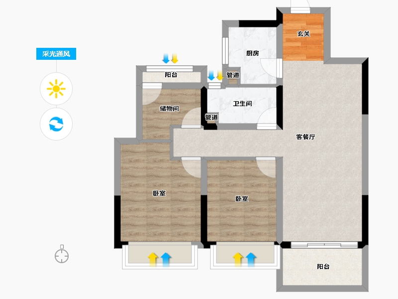 浙江省-湖州市-织里吾悦广场-70.79-户型库-采光通风