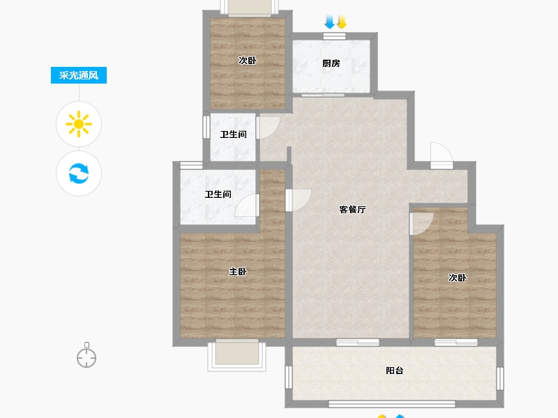 江苏省-南通市-红星天铂-94.00-户型库-采光通风