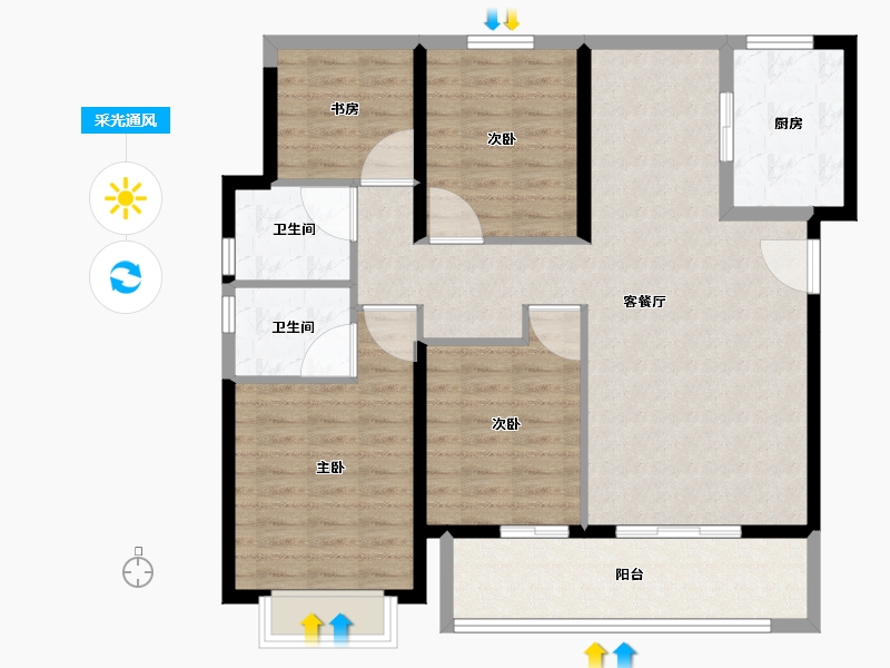 福建省-漳州市-建发央誉-107.00-户型库-采光通风