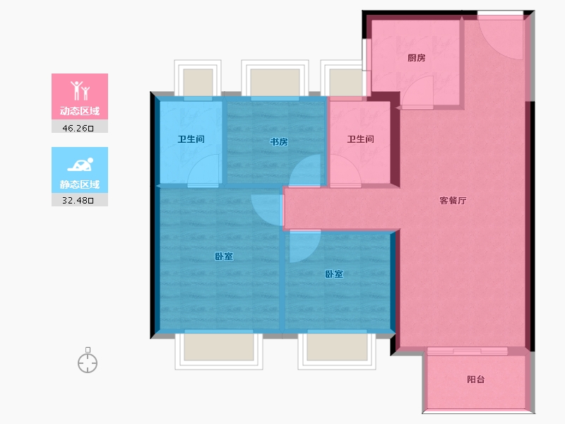 福建省-福州市-龙湖春江彼岸-71.00-户型库-动静分区