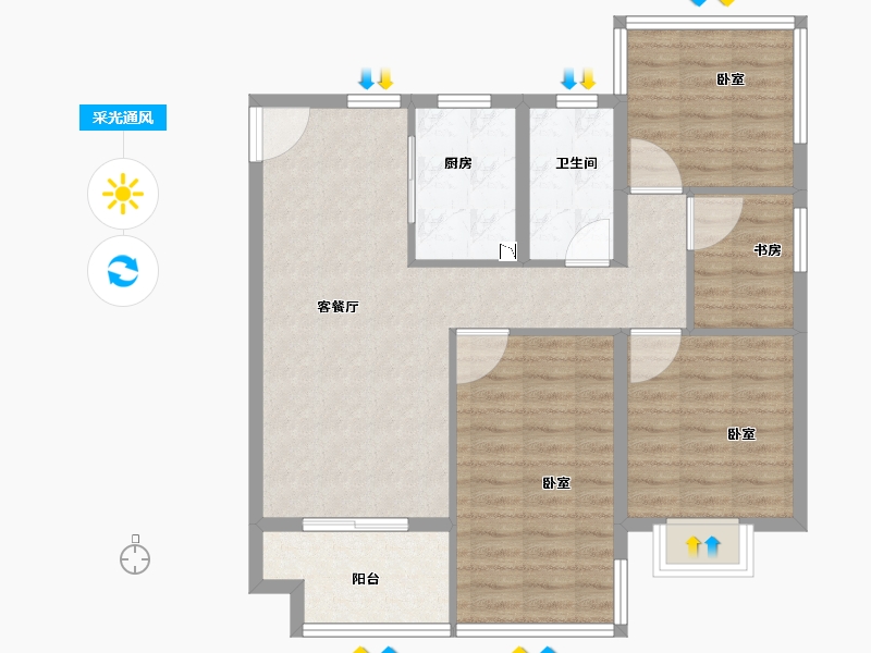 安徽省-合肥市-中梁力高云湖印-85.00-户型库-采光通风