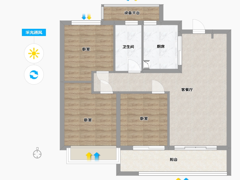 浙江省-宁波市-绿城·春月江澜-79.00-户型库-采光通风