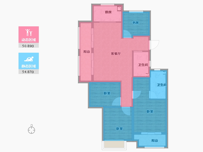 浙江省-金华市-中天东方诚品-94.00-户型库-动静分区