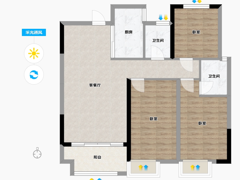 江西省-抚州市-东乡壹号院-85.00-户型库-采光通风