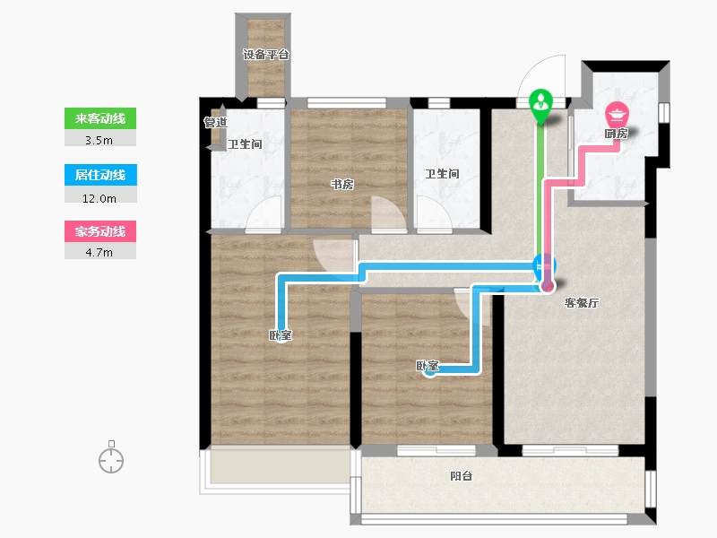 浙江省-杭州市-万科前宸-77.85-户型库-动静线