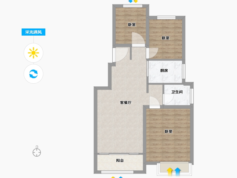 浙江省-湖州市-伟盛翡翠悦府-70.80-户型库-采光通风