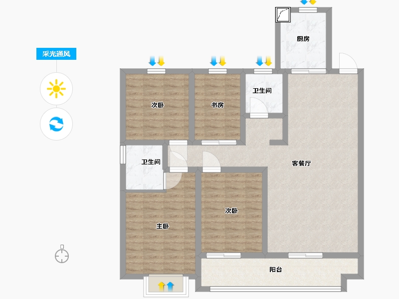 山东省-菏泽市-佳和-105.00-户型库-采光通风