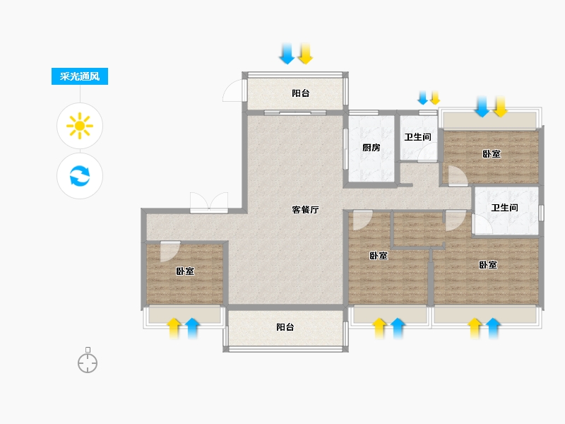 浙江省-绍兴市-嵊州碧桂园江湾1号-140.00-户型库-采光通风