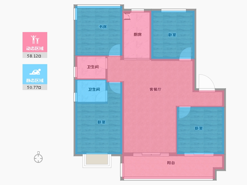 安徽省-合肥市-中梁力高云湖印-98.00-户型库-动静分区