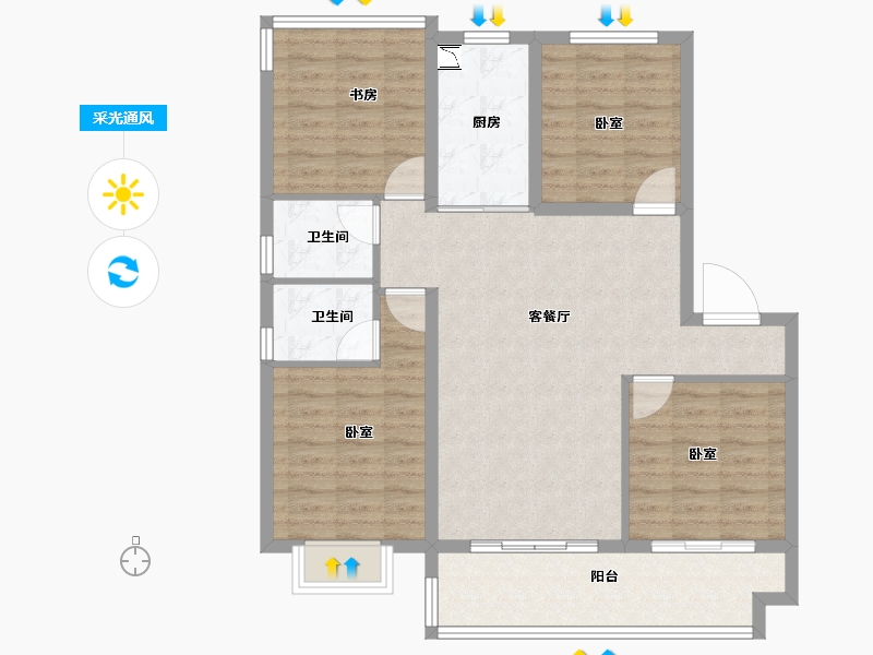 安徽省-合肥市-中梁力高云湖印-98.00-户型库-采光通风