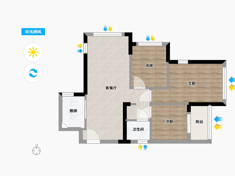 福建省-福州市-万科碧桂园麓园-55.00-户型库-采光通风