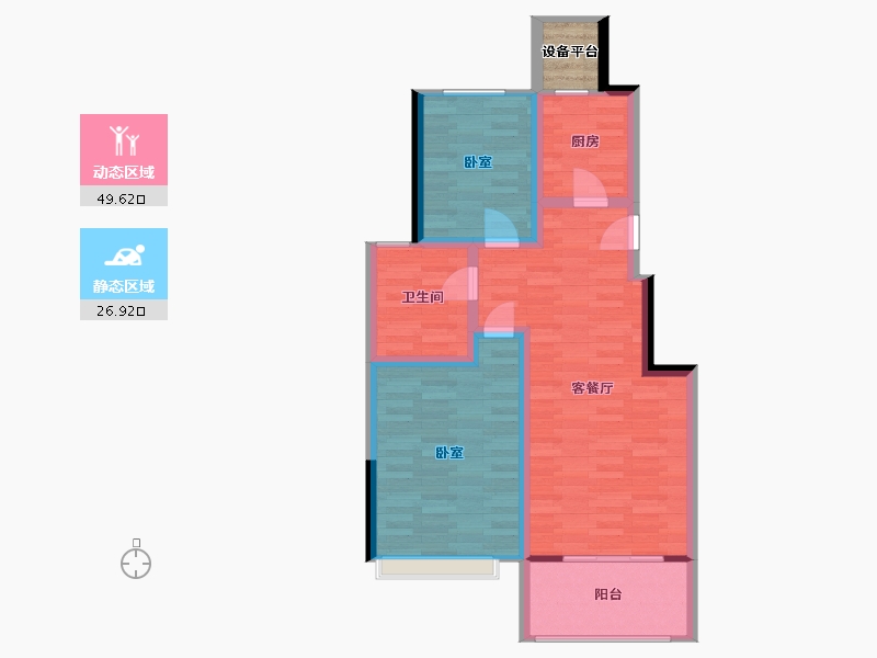 江苏省-扬州市-绿地·也今东南-70.76-户型库-动静分区