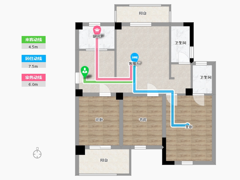 福建省-宁德市-屏南弘祥天悦-74.00-户型库-动静线