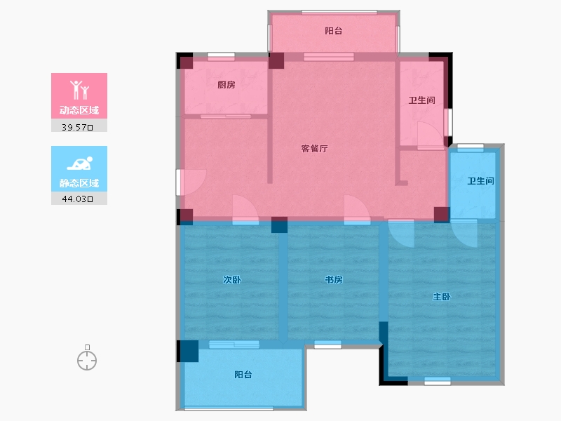 福建省-宁德市-屏南弘祥天悦-74.00-户型库-动静分区