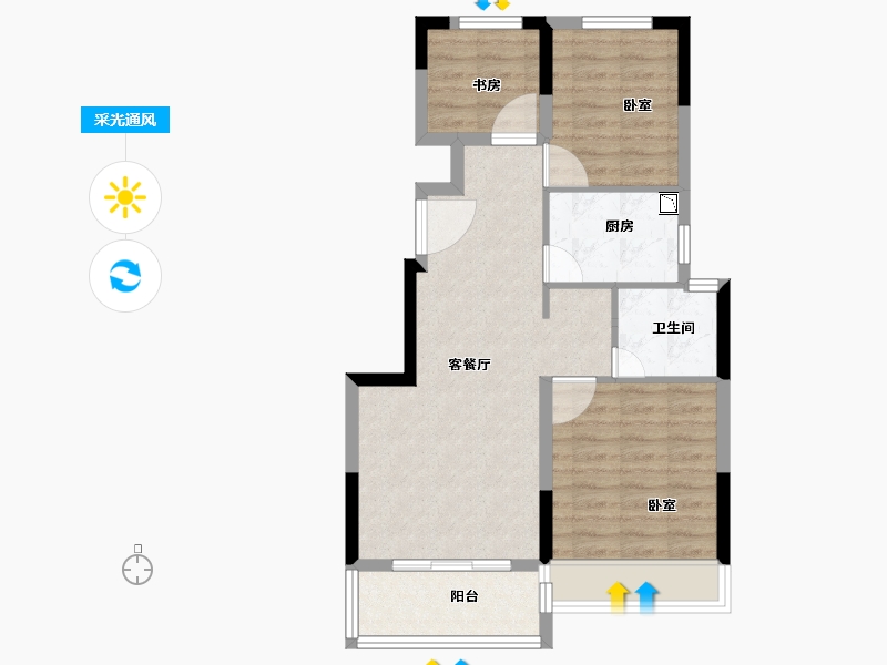 浙江省-金华市-众安宝龙世家-66.00-户型库-采光通风