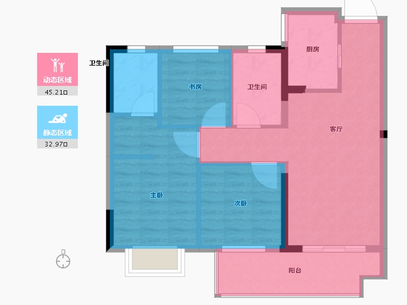 福建省-福州市-中梁·百悦城-70.00-户型库-动静分区