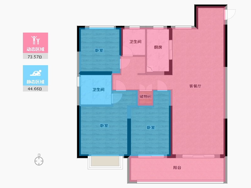 浙江省-宁波市-中海·新芝源境-105.99-户型库-动静分区