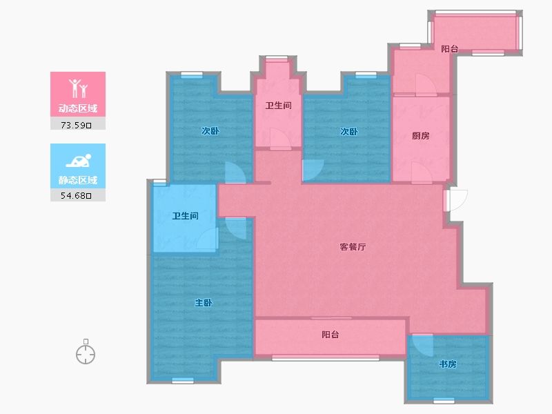 重庆-重庆市-鹏润鹿山台-116.59-户型库-动静分区