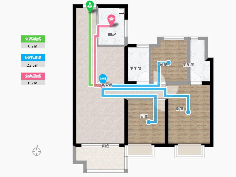 江苏省-泰州市-碧桂园林湖郡观棠苑-88.00-户型库-动静线