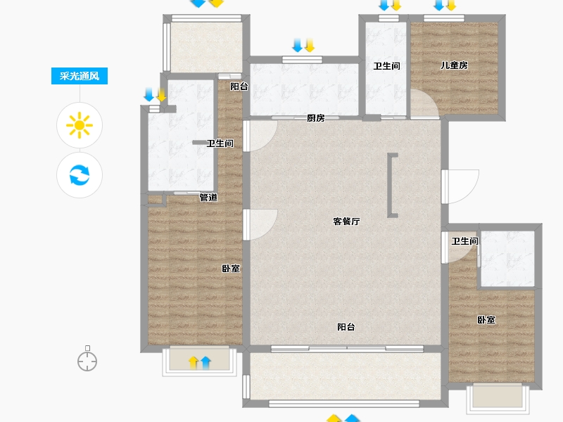 安徽省-合肥市-翡翠天际-135.00-户型库-采光通风