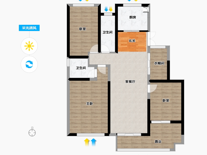 江苏省-宿迁市-世纪紫薇苑-110.00-户型库-采光通风