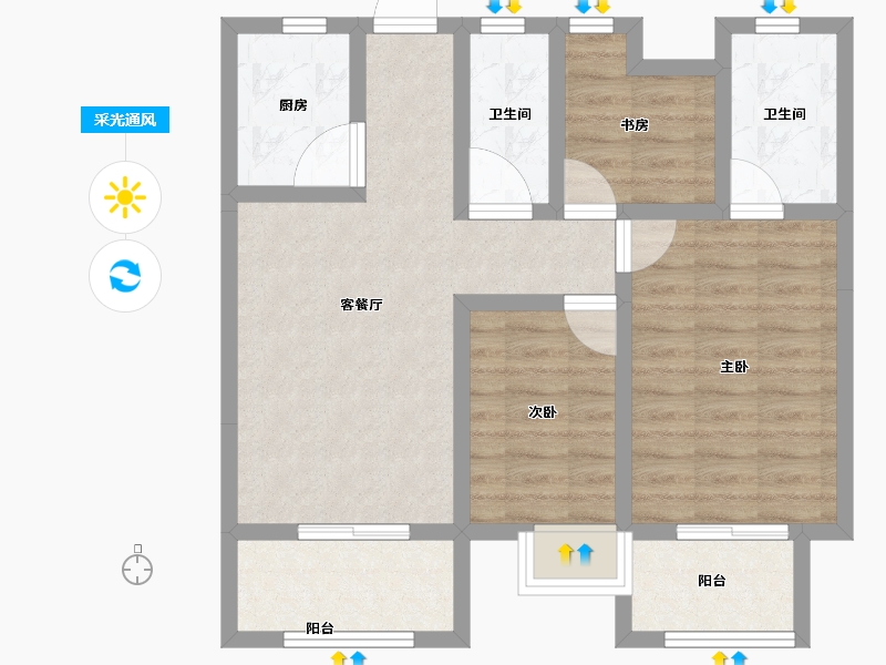 福建省-漳州市-兰水翡翠湾-70.99-户型库-采光通风