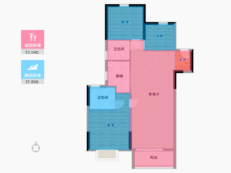 浙江省-嘉兴市-金地风华剑桥-80.12-户型库-动静分区